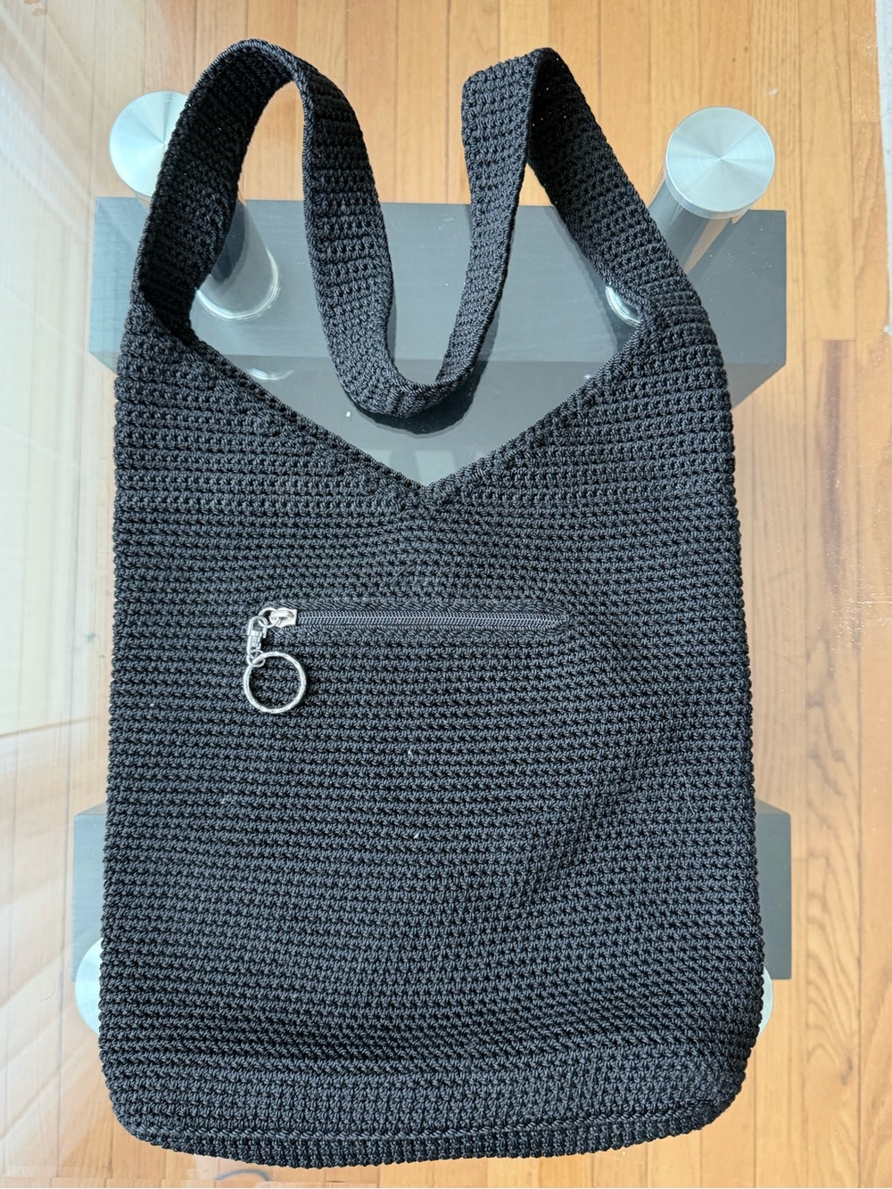 The Sak Black Crochet Shoulder Bag – Minimal Everyday Tote